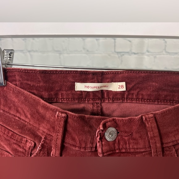 Levis 710 Super Skinny Corduroy Jeans | Rust Red | Sz Womens 28 - Picture 5 of 16